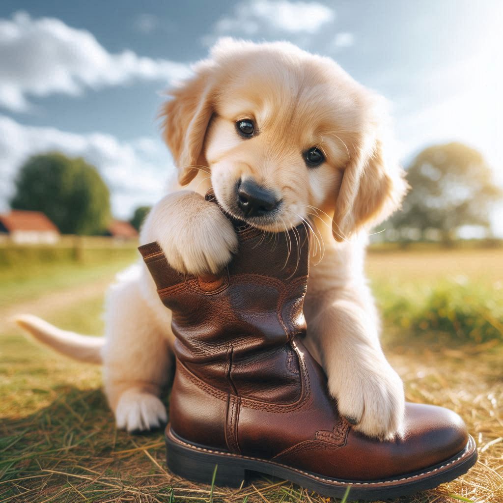 Hund mit Stiefel KI